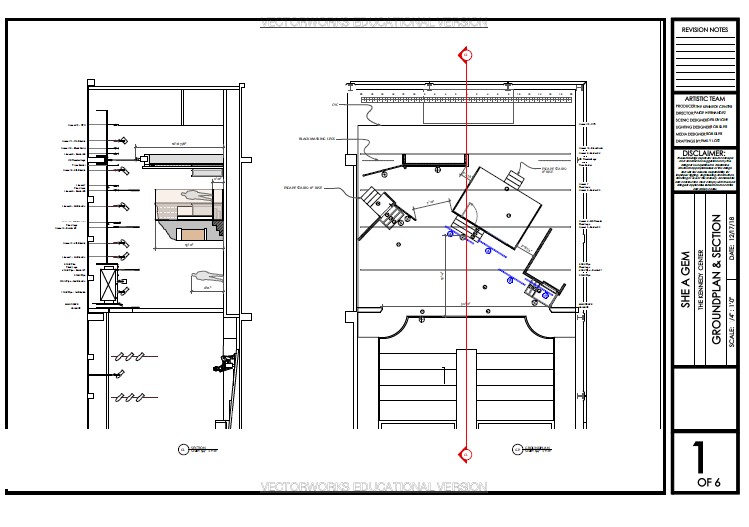 An image of one page of the groundplan pdf picturing some of the architectural features of the basic set as seen from above including lighting setup.
