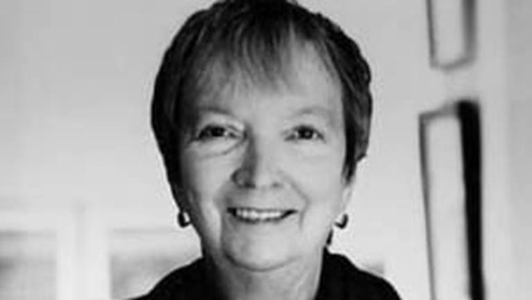 A black-and-white headshot photo of author Madeleine L'Engle. 