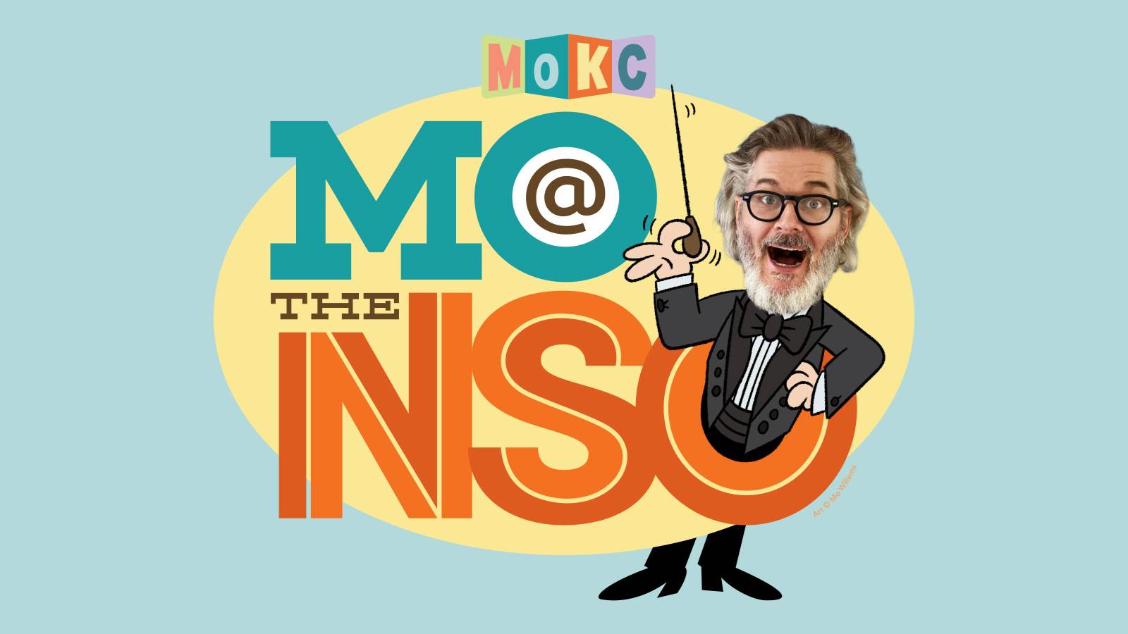 MO at the NSO logo with Mo Williams headshot on cartoon body with conductor's baton