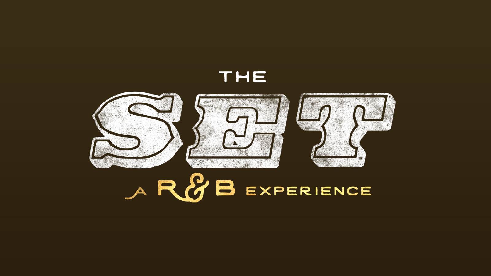 "The Set: A R&B Experience" is written on a brown background